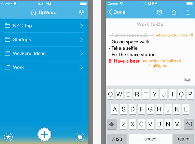 UpWord Notes for iPhone