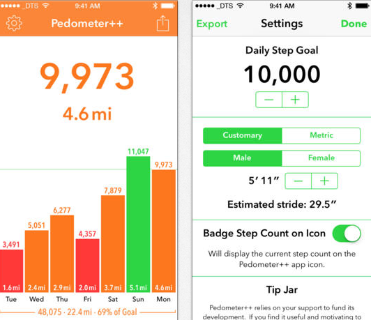 Pedometer++ for iPhone