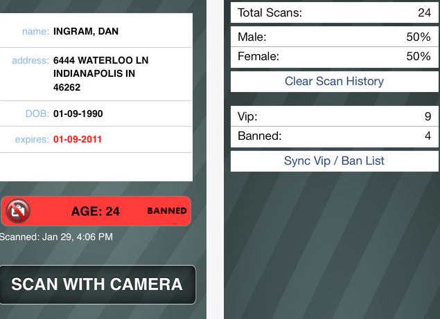 Bar & Club Stats ID Scanner for iPhone
