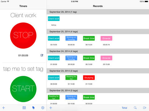 TimeTag iPhone App for Time Tracking