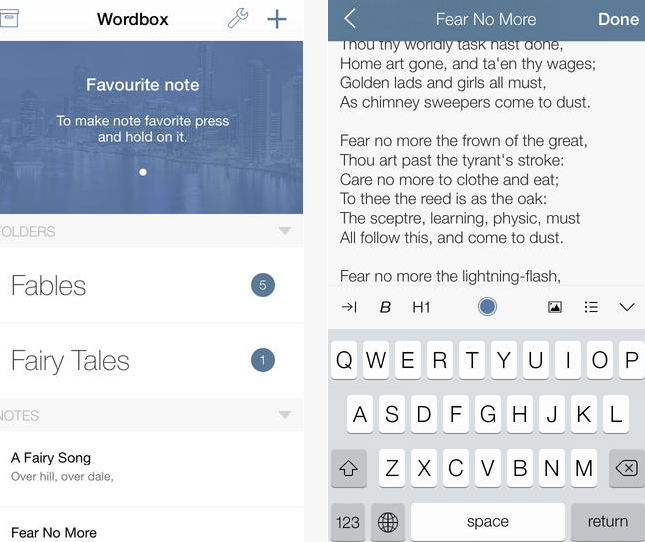 Wordbox Text Editor for iPhone