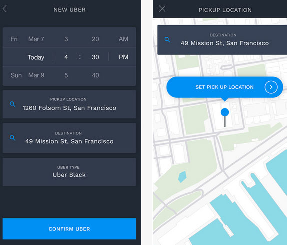 TimeTravel for iOS: Book Uber Rides In Advance