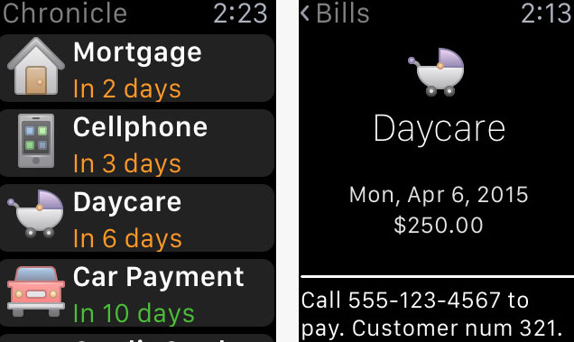 Chronicle for iPhone: Bill Management