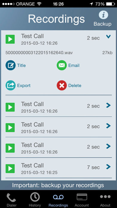 Call Recorder IntCall for iPhone