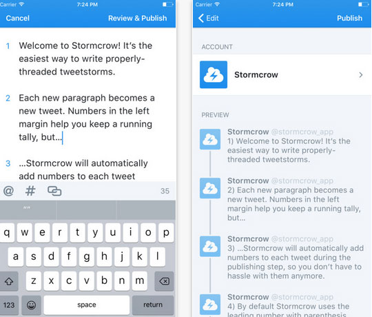 Stormcrow iPhone App: Thread Tweets Like a Pro