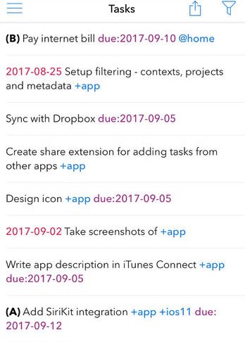 Todotxt+ for iPhone: Plain Text Task Manager