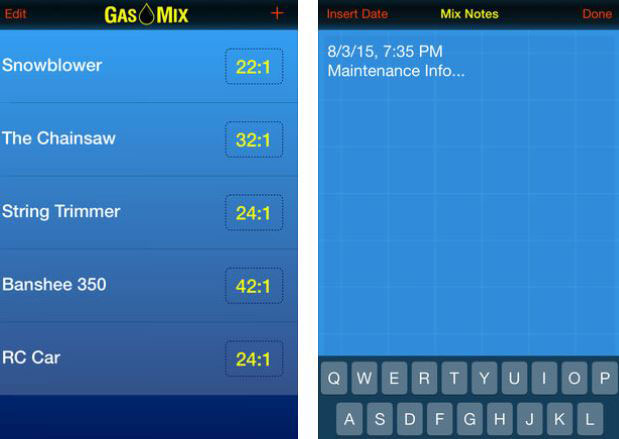 Gas Mix: 2 Cycle Fuel Mix Calculator for iOS