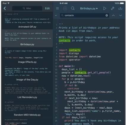 Pythonista 3: Python IDE for iPhone
