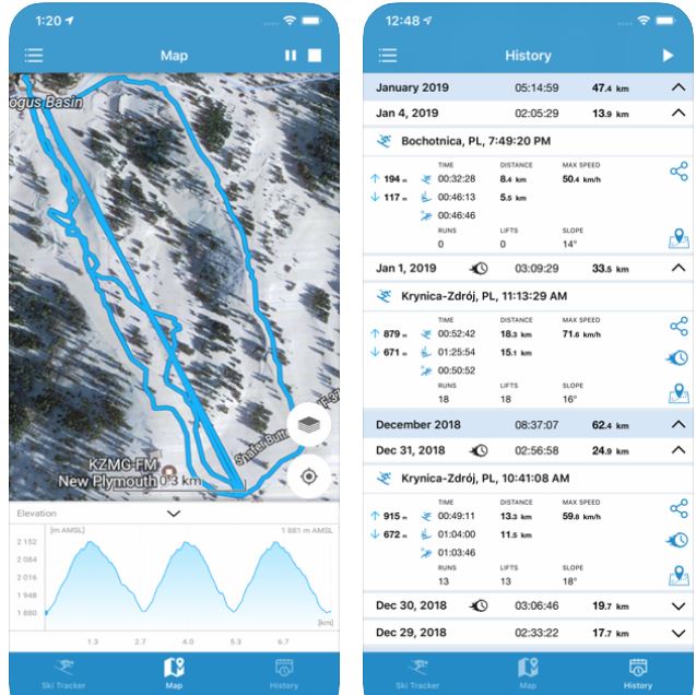 EXA Ski Tracker for iPhone